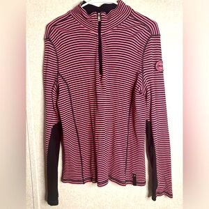 Lauren Ralph Lauren Active Pink Black Striped Long Sleeve Workout Top Women XL